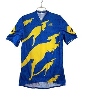 Vintage Aussie Kangaroo Cycling Jersey Mens XL Blue Yellow Short Sleeve Biking